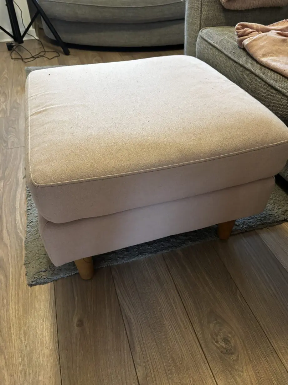 3 seater sofa, cuddle chair and foot stool.