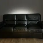 DFS Black Leather 3 Seater Sofa