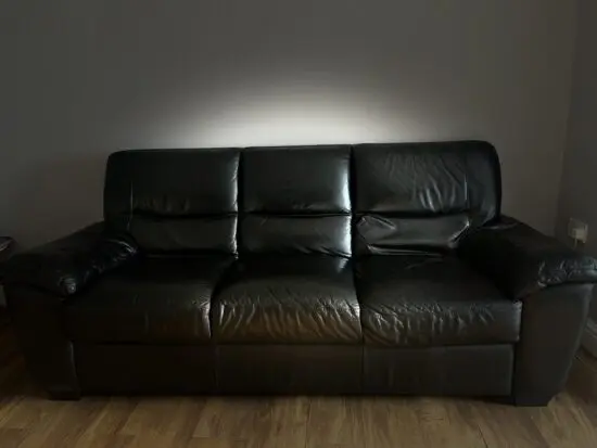 DFS Black Leather 3 Seater Sofa