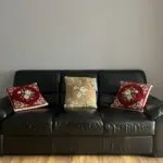 DFS Black Leather 3 Seater Sofa
