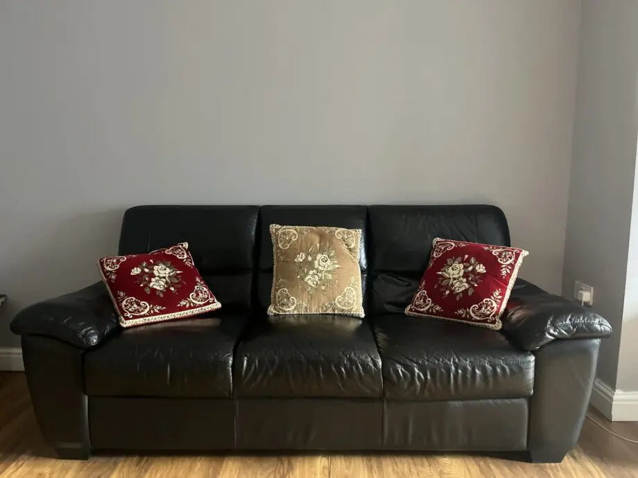 DFS Black Leather 3 Seater Sofa