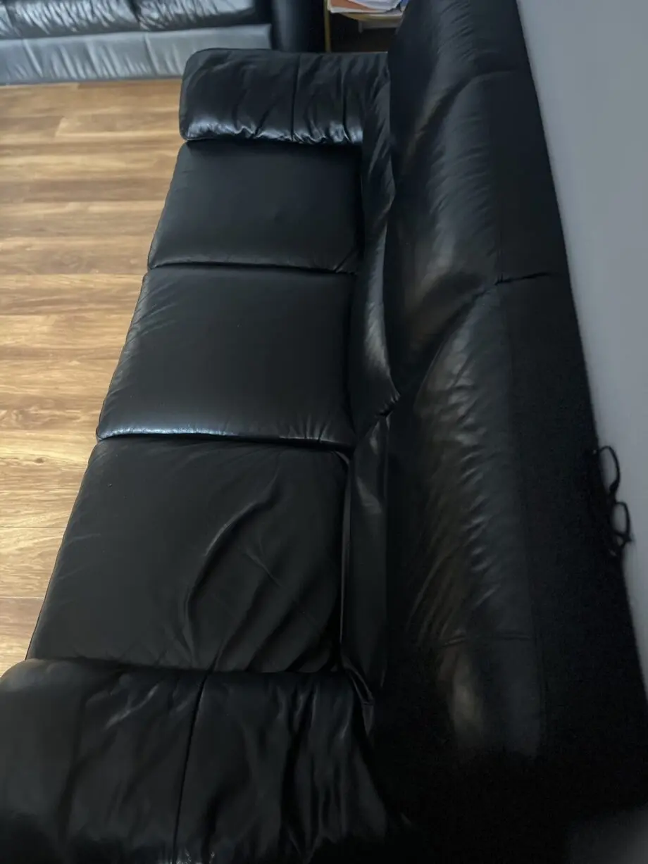 DFS Black Leather 3 Seater Sofa