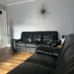 DFS Black Leather 3 Seater Sofa