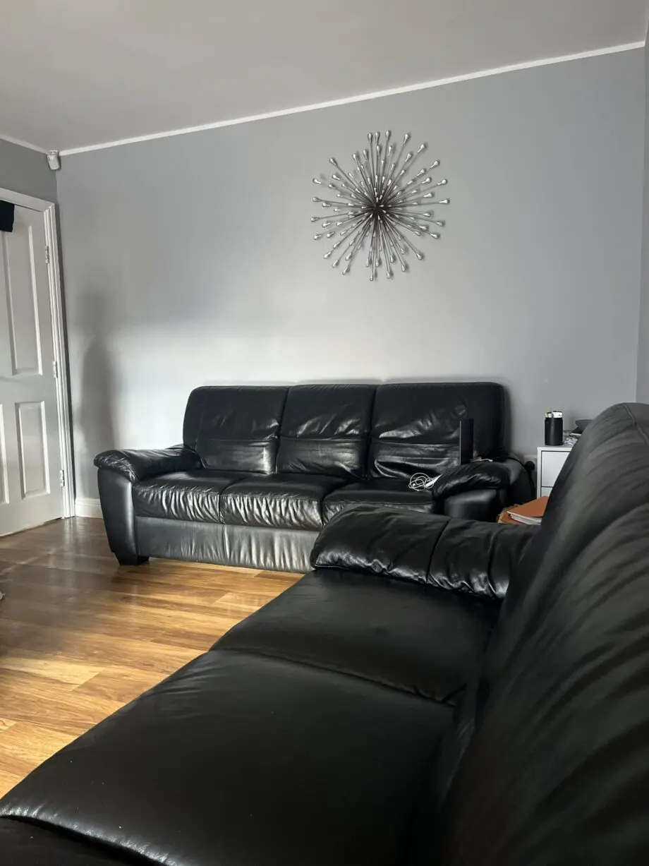 DFS Black Leather 3 Seater Sofa