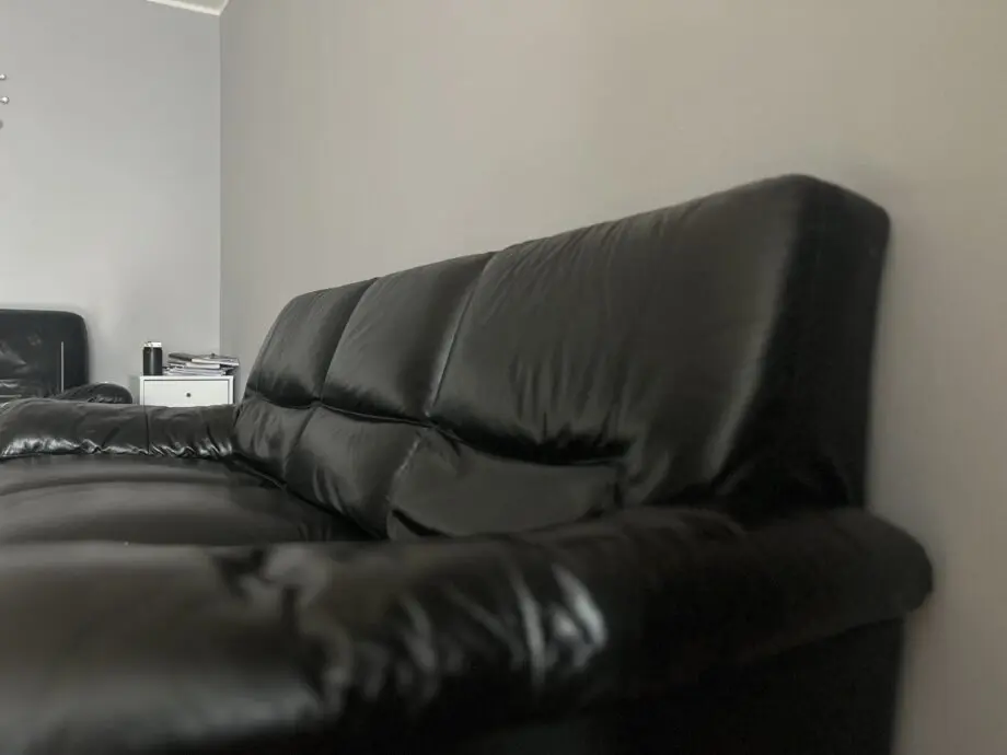 DFS Black Leather 3 Seater Sofa