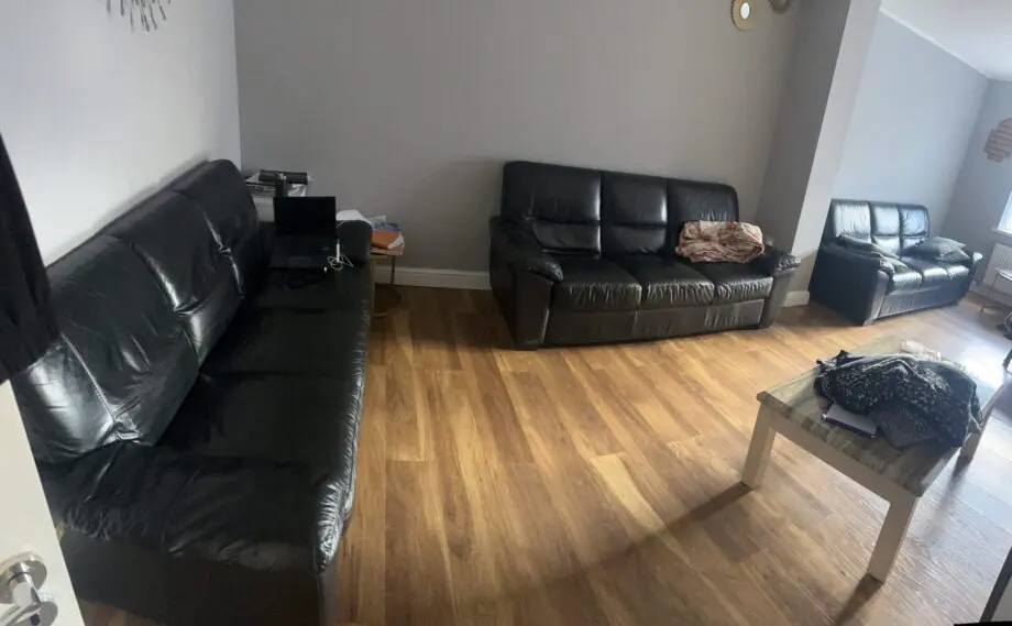 DFS Black Leather 3 Seater Sofa