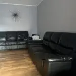 DFS Black Leather 3 Seater Sofa
