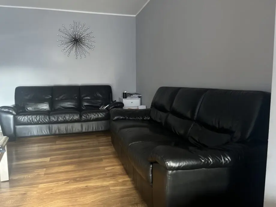 DFS Black Leather 3 Seater Sofa