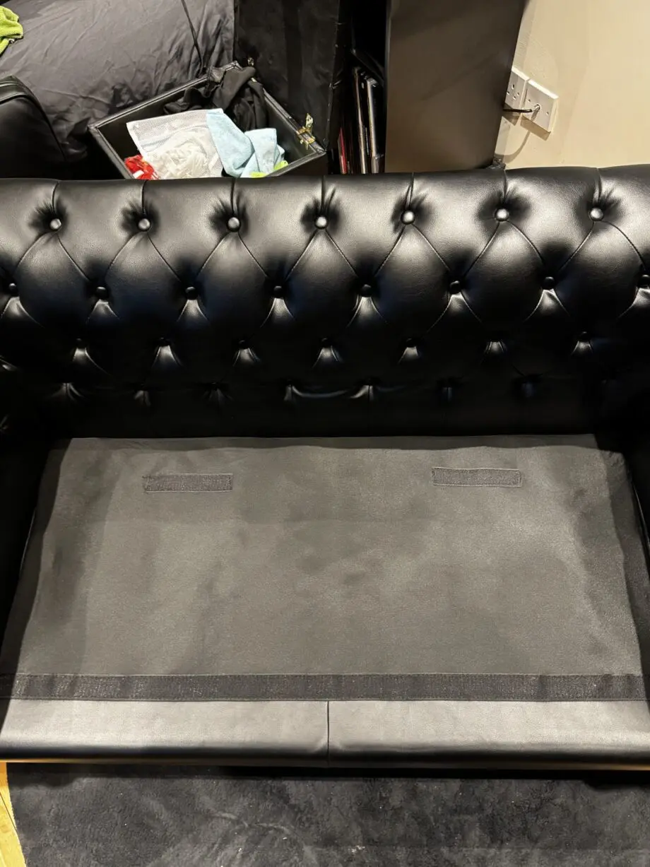 Hampton 2 Seater Chesterfield Sofa, Black Premium Faux Leather