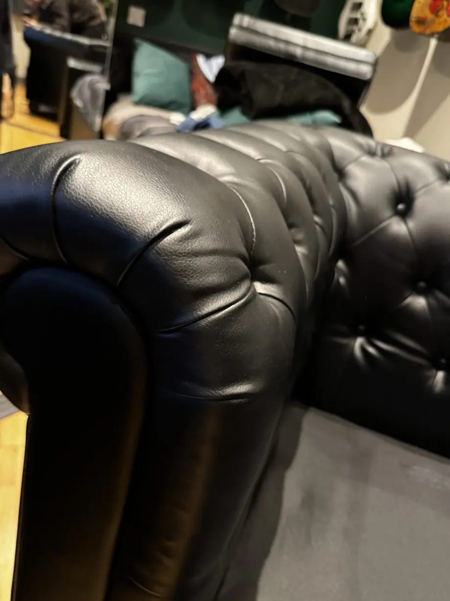 Hampton 2 Seater Chesterfield Sofa, Black Premium Faux Leather
