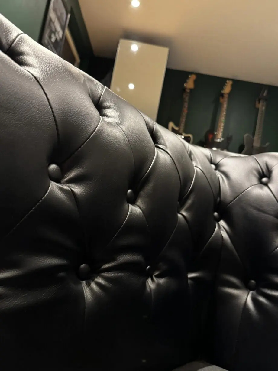 Hampton 2 Seater Chesterfield Sofa, Black Premium Faux Leather