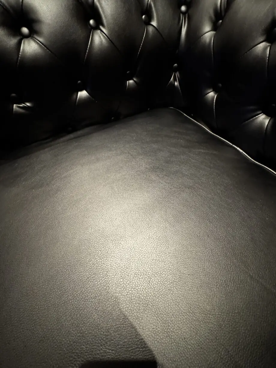 Hampton 2 Seater Chesterfield Sofa, Black Premium Faux Leather
