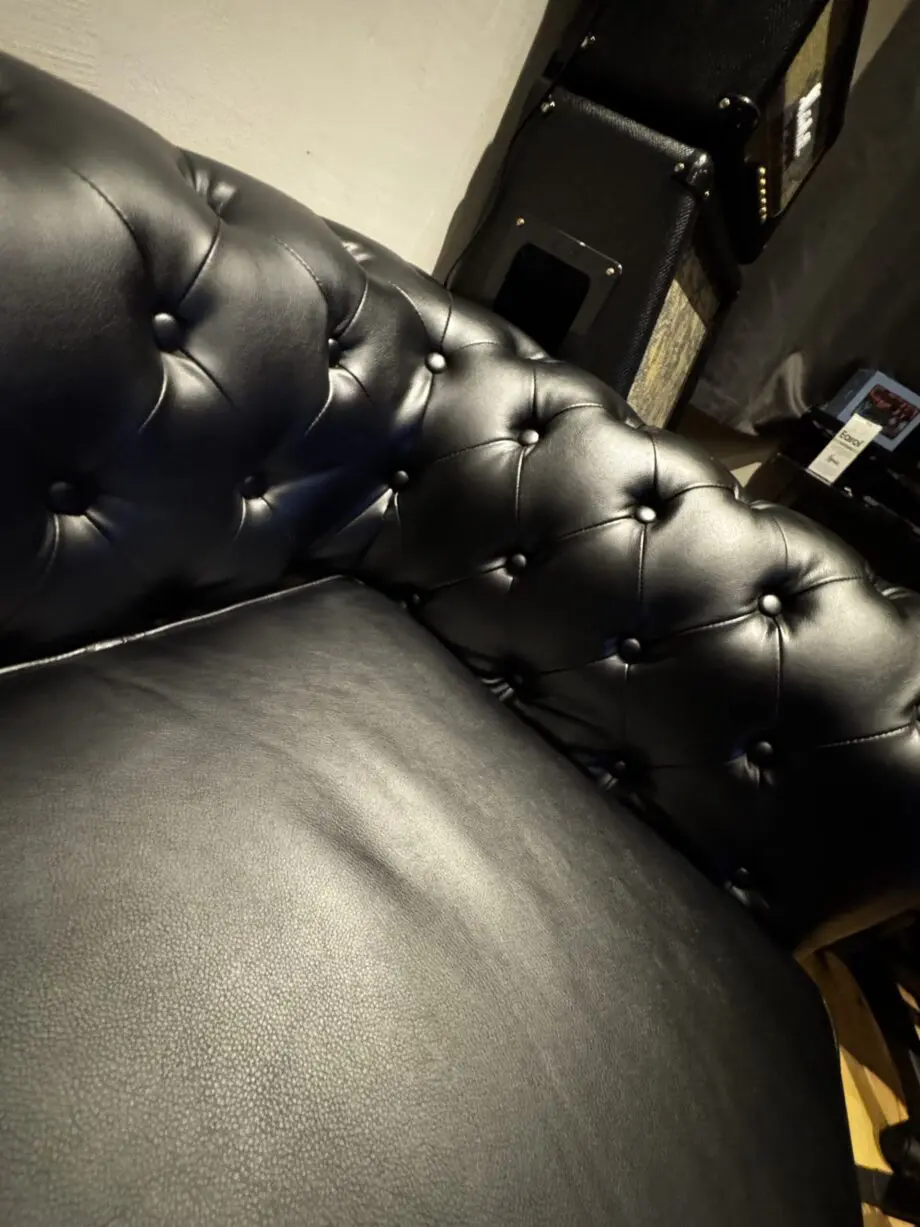 Hampton 2 Seater Chesterfield Sofa, Black Premium Faux Leather