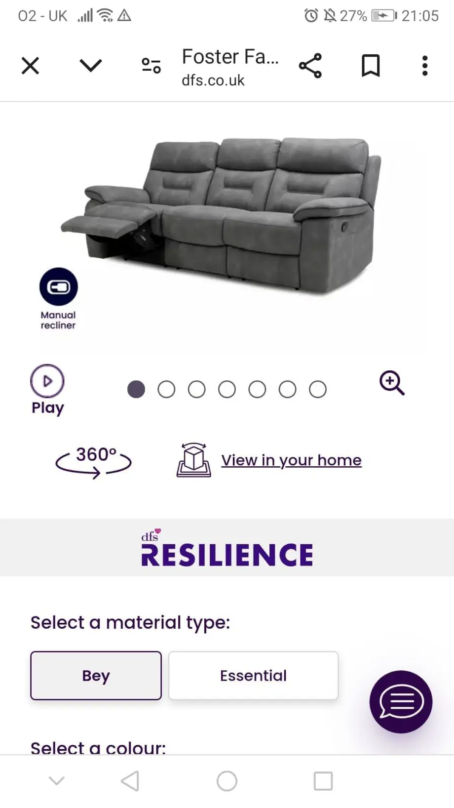 Foster 3 seater recliner sofa