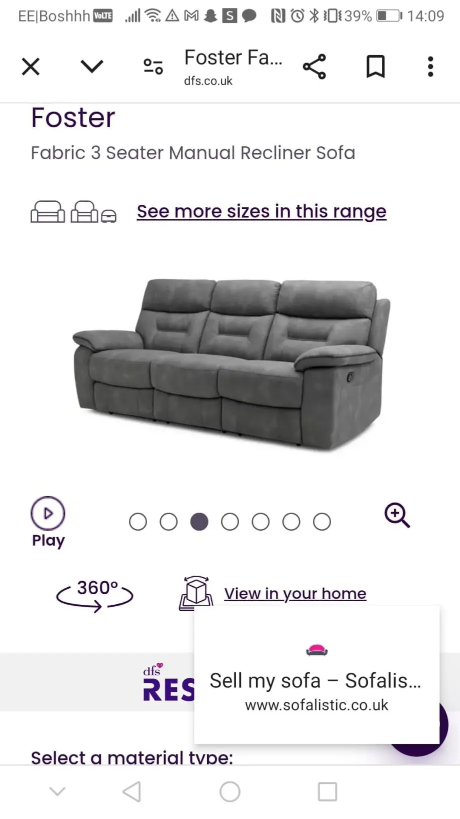 Foster 3 seater recliner sofa