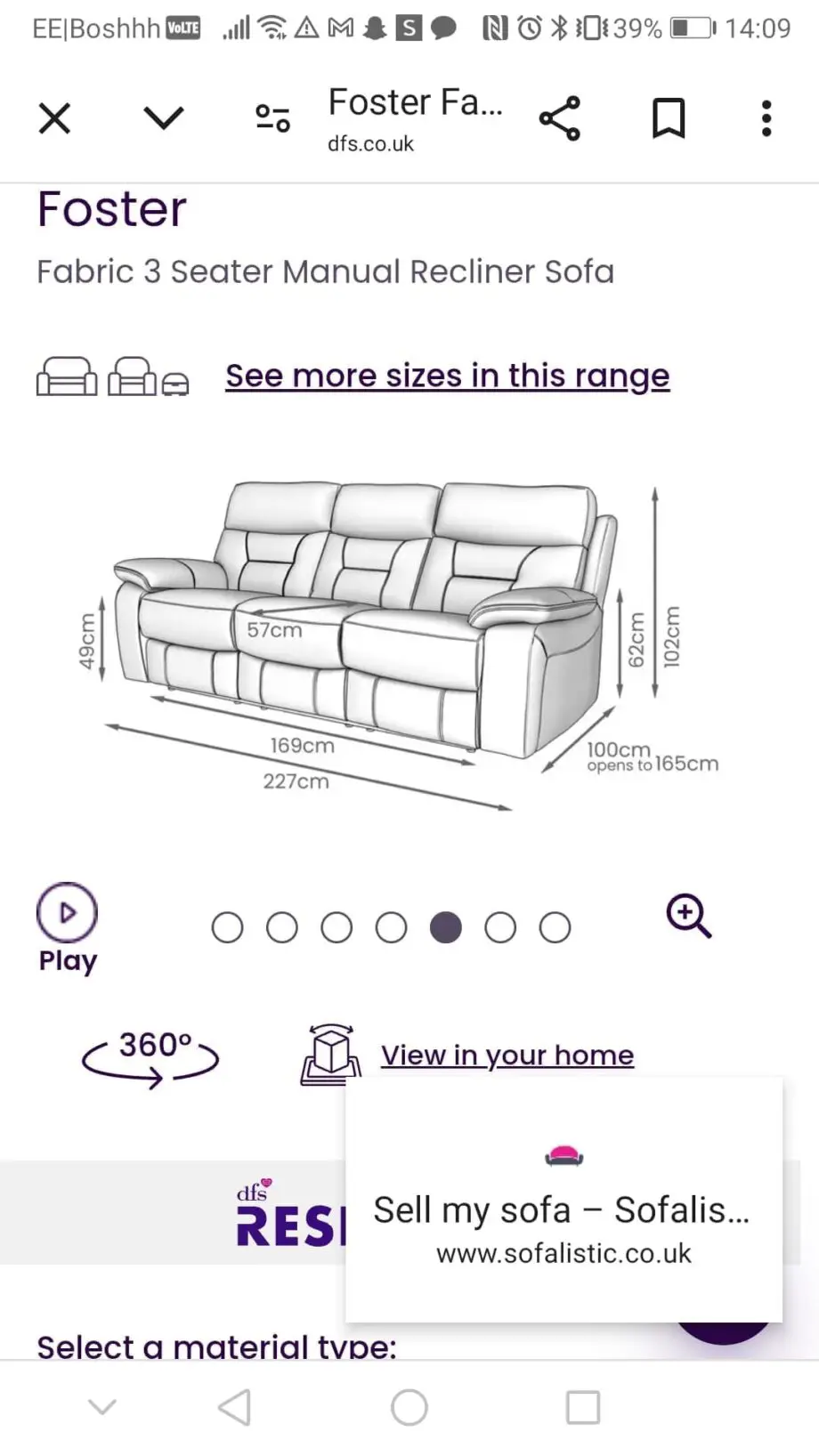 Foster 3 seater recliner sofa