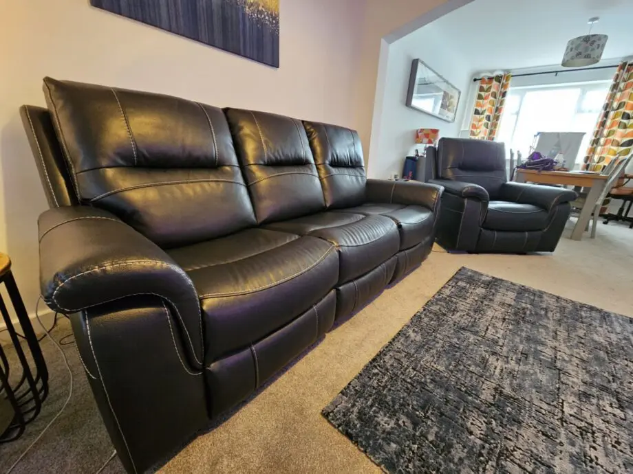 DFS Evander 3 Seater Power Recliner and Power Recliner Chair Navy