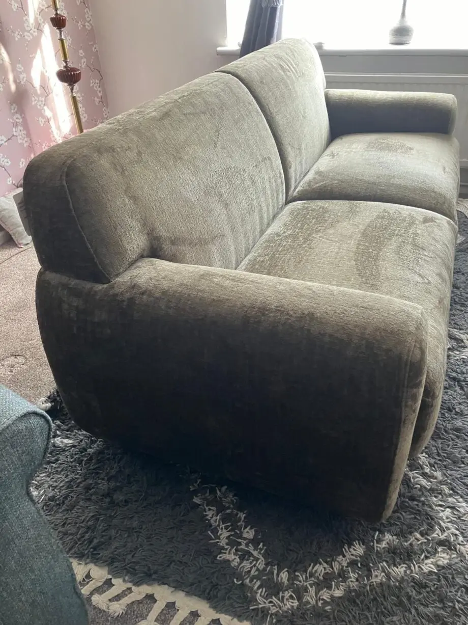 Next Plush Chenille Moss Green Jude 3 Seater Sofa