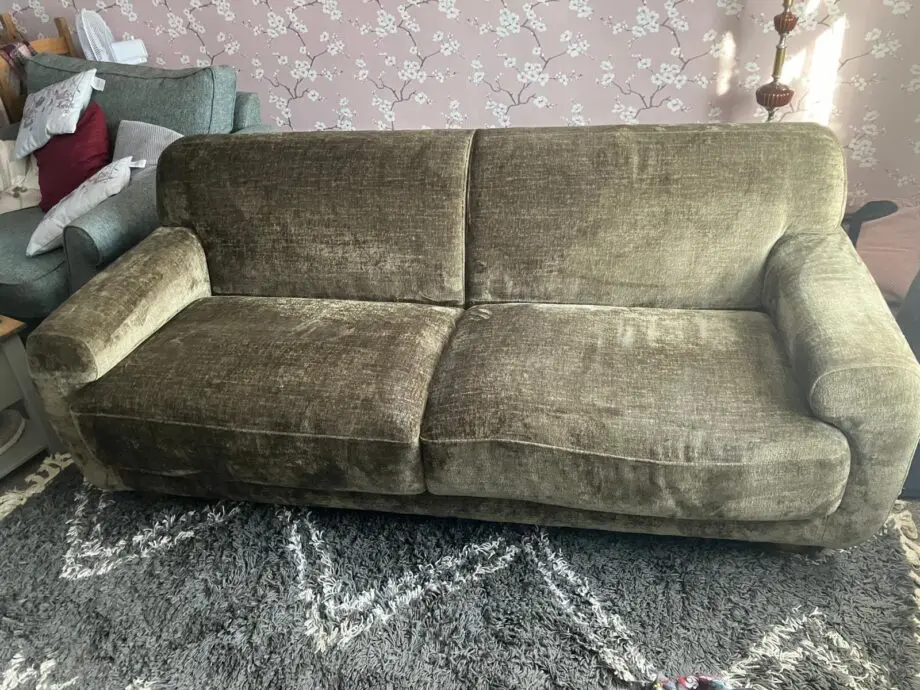 Next Plush Chenille Moss Green Jude 3 Seater Sofa