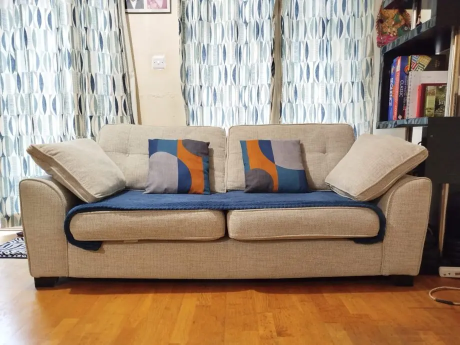 DFS Light Grey Weave Fabric Sofas - 3 Seater and 2 Seater