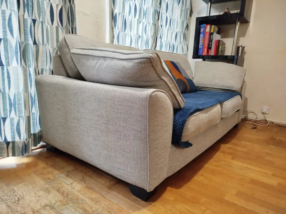 DFS Light Grey Weave Fabric Sofas - 3 Seater and 2 Seater