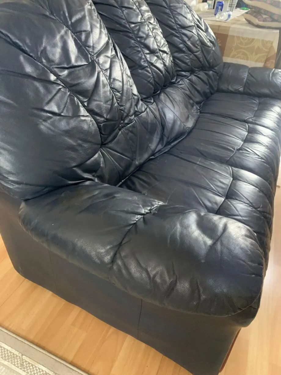 3 Seater Blue Sofa - Leather Sofa