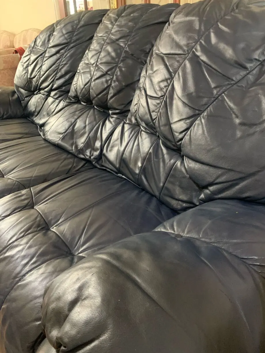 3 Seater Blue Sofa - Leather Sofa