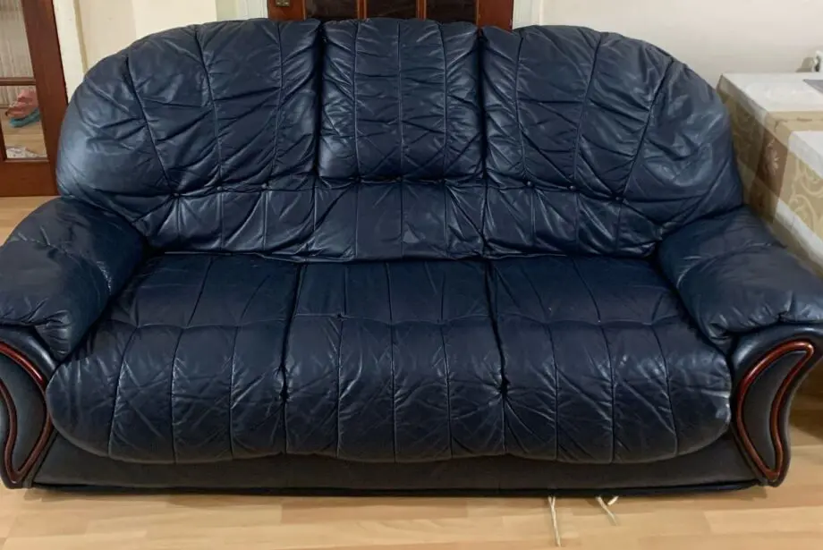 3 Seater Blue Sofa - Leather Sofa