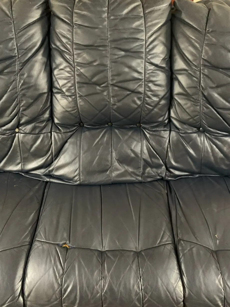 3 Seater Blue Sofa - Leather Sofa