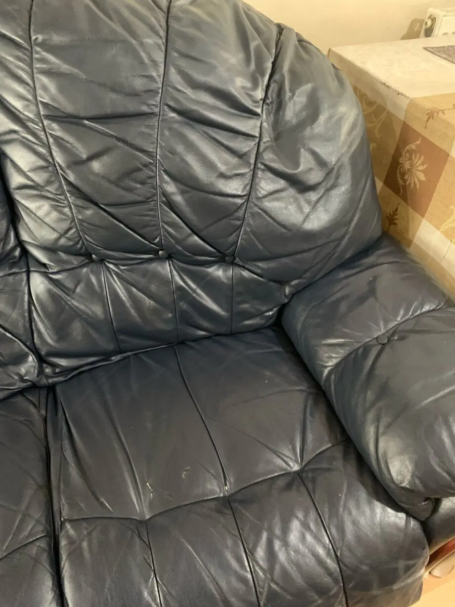 3 Seater Blue Sofa - Leather Sofa