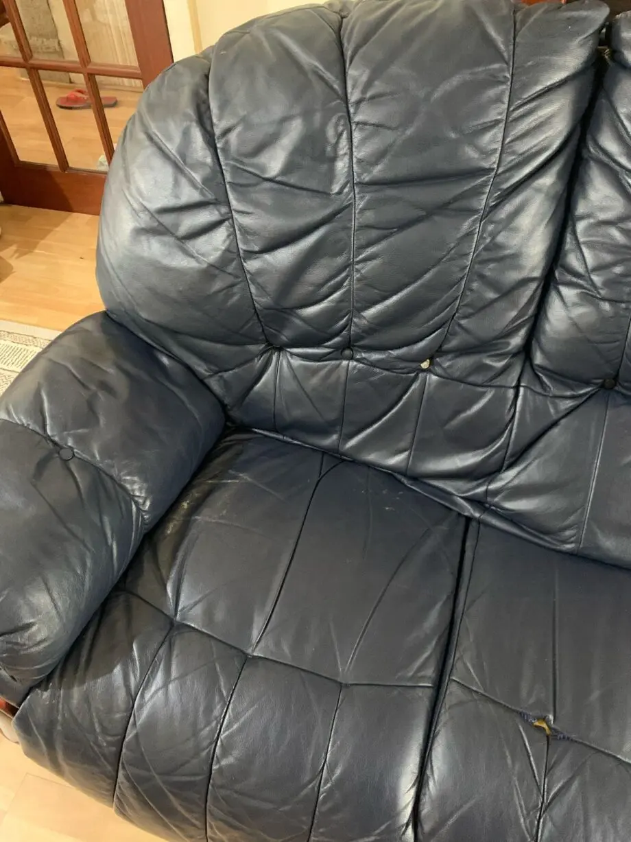 3 Seater Blue Sofa - Leather Sofa