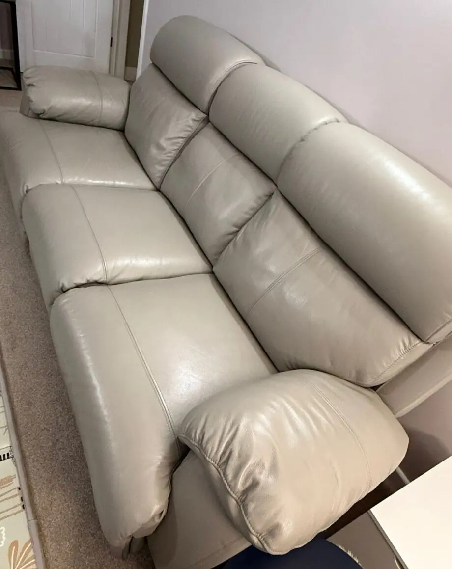 Sofology 3 Seater Leather Sofa Beige