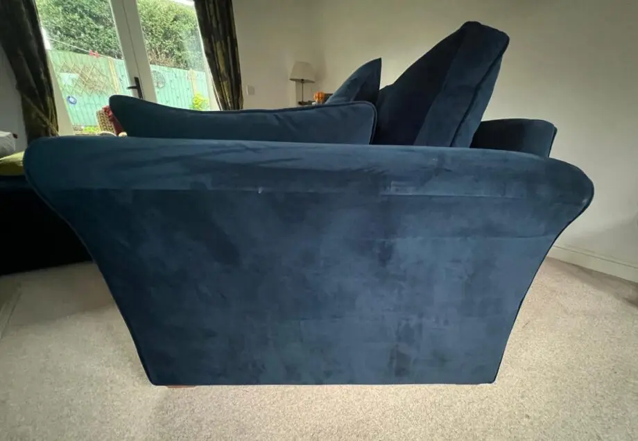 Midnight blue velvet 3 seater sofa with matching ottoman