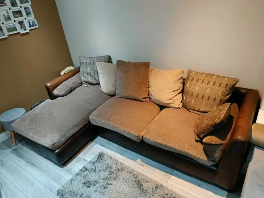 High Quality Deep-Brown Leather Corner 3-seater Sofa with Chaise Lounge