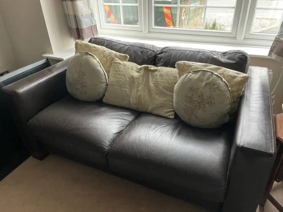 Brown leather sofa