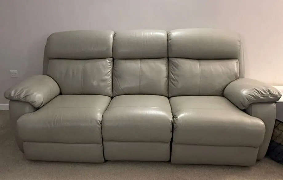 Sofology 3 Seater Leather Sofa Beige
