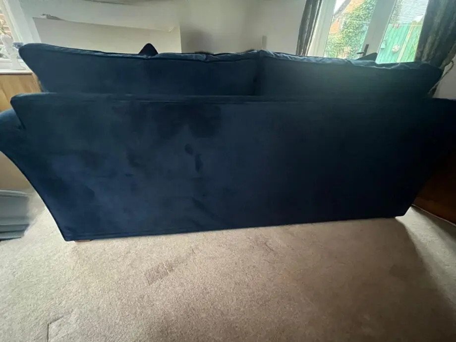 Midnight blue velvet 3 seater sofa with matching ottoman