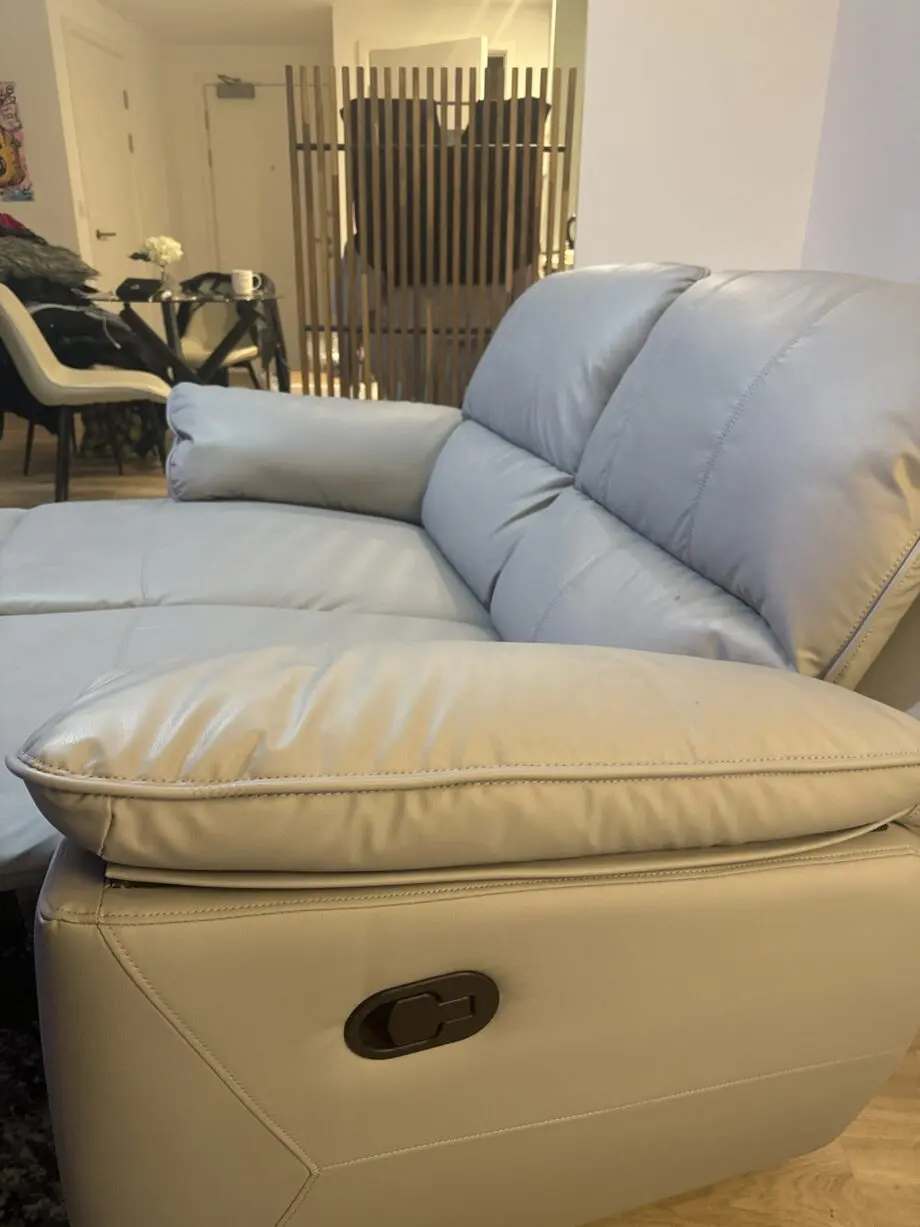 2 Seater Recliner Sofa, Light Grey Premium Faux Leather
