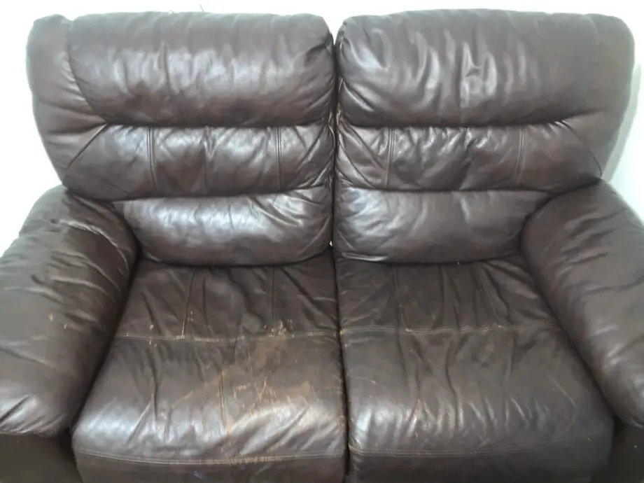 Brown leather sofa