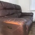 Brown leather sofa