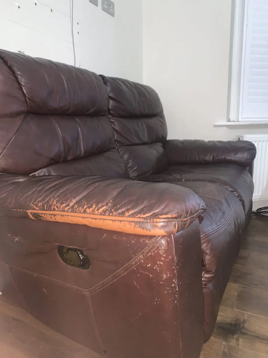 Brown leather sofa