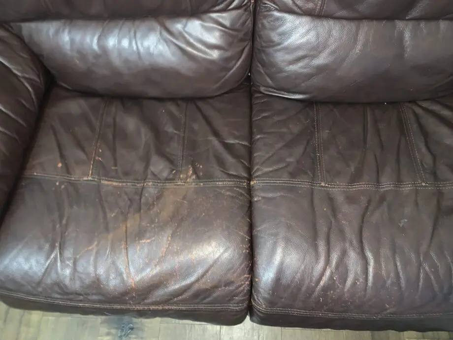 Brown leather sofa