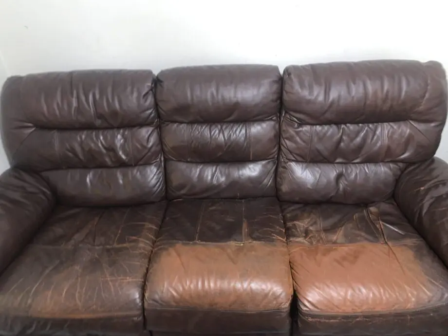 Brown leather sofa