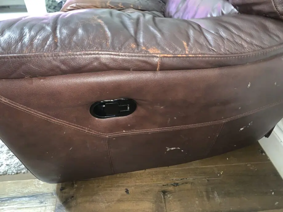 Brown leather sofa