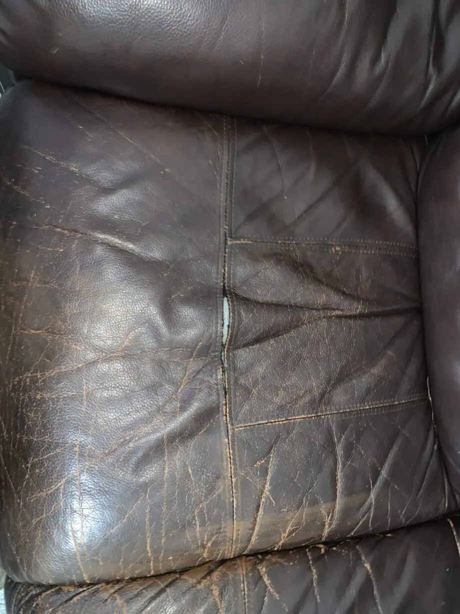 Brown leather sofa