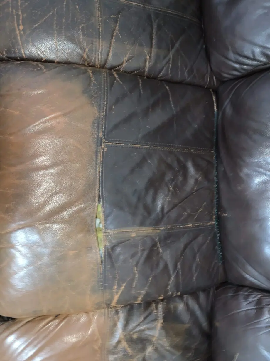 Brown leather sofa
