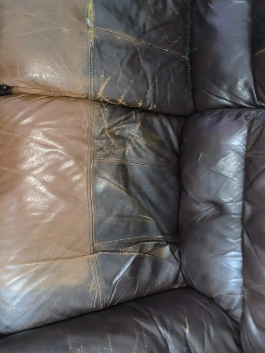 Brown leather sofa