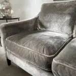 2 x 3 seater velvet sofas, stone colour, bought from Sofa.com- Iggy three seat in Hudson Roosevelt Velvet