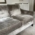 2 x 3 seater velvet sofas, stone colour, bought from Sofa.com- Iggy three seat in Hudson Roosevelt Velvet