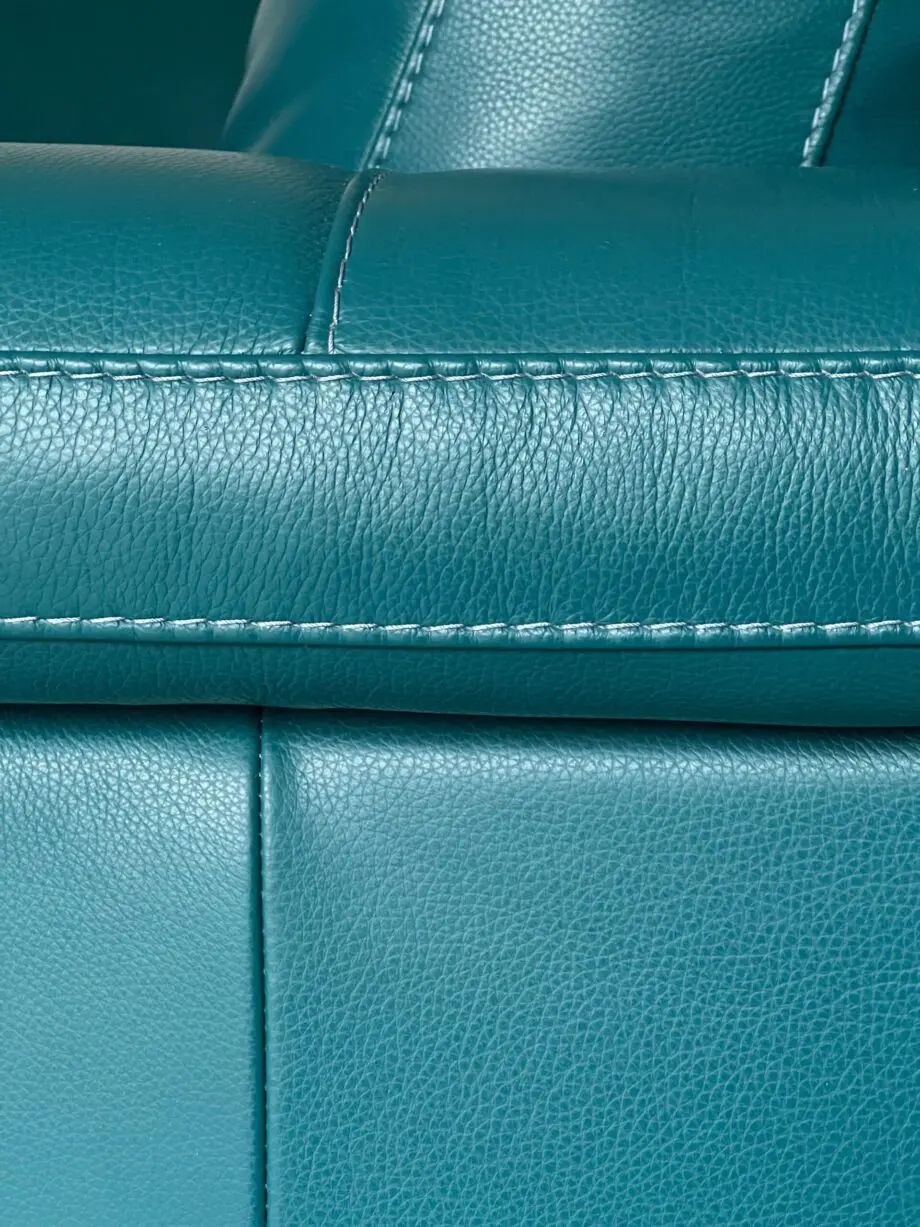 DFS Linea 2-C-1 corner sofa. Teal premium leather. Coordinating footstool